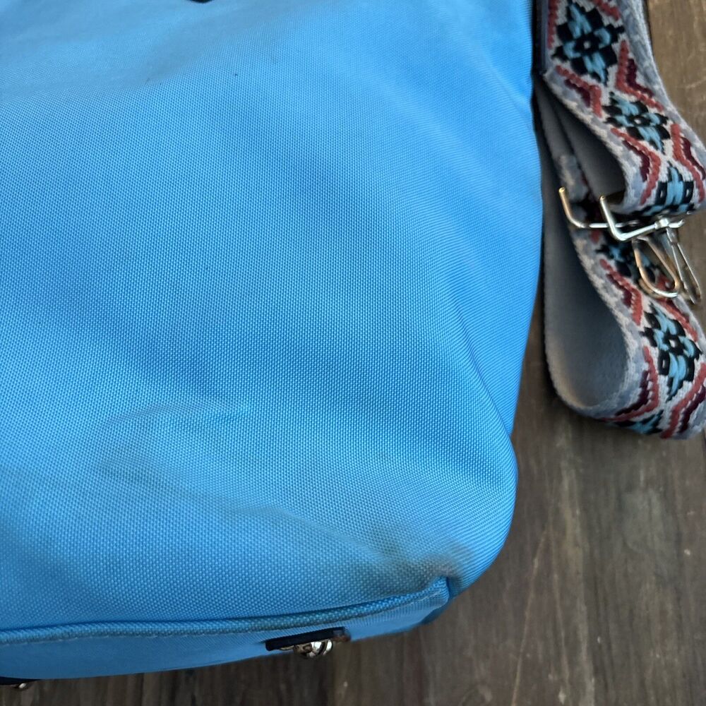 DOONEY & BOURKE Large Blue Nylon Leather Convertible Tote Satchel 90s Retro Y2K - Picture 5 of 13